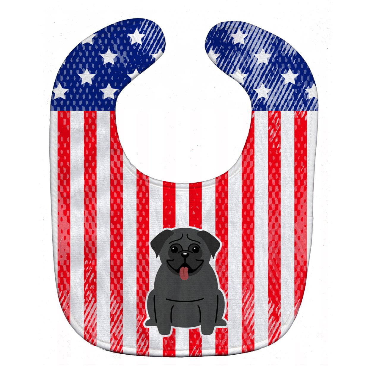 Bb3001bib Patriotic Usa Pug Black Baby Bib