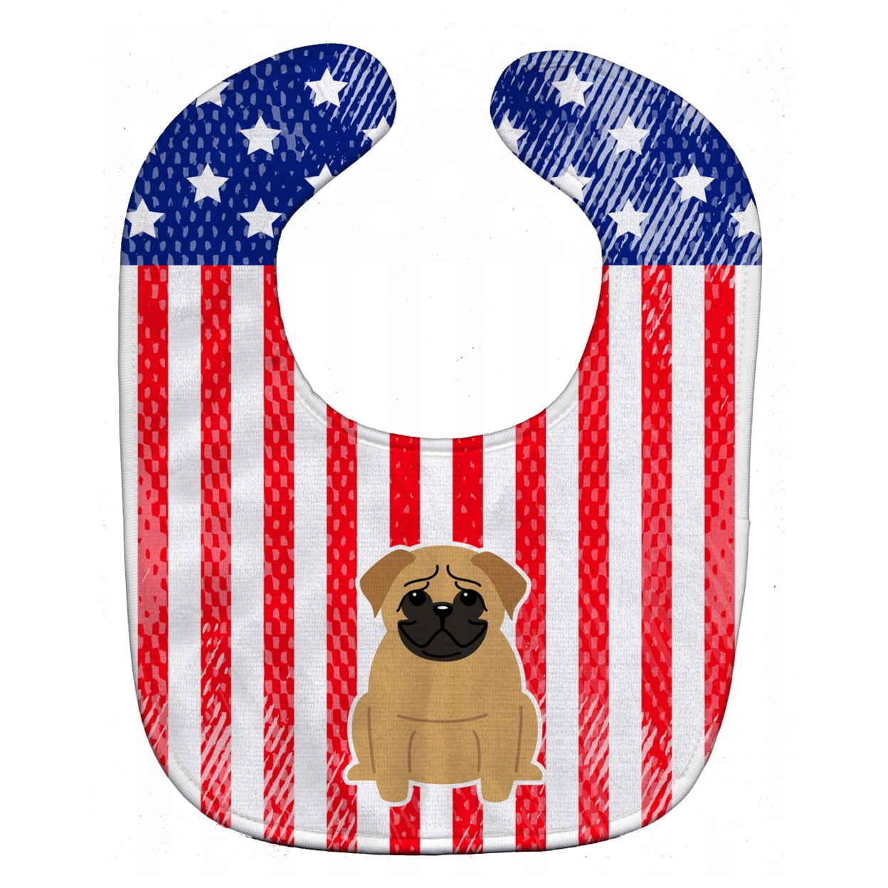 Bb3002bib Patriotic Usa Pug Brown Baby Bib