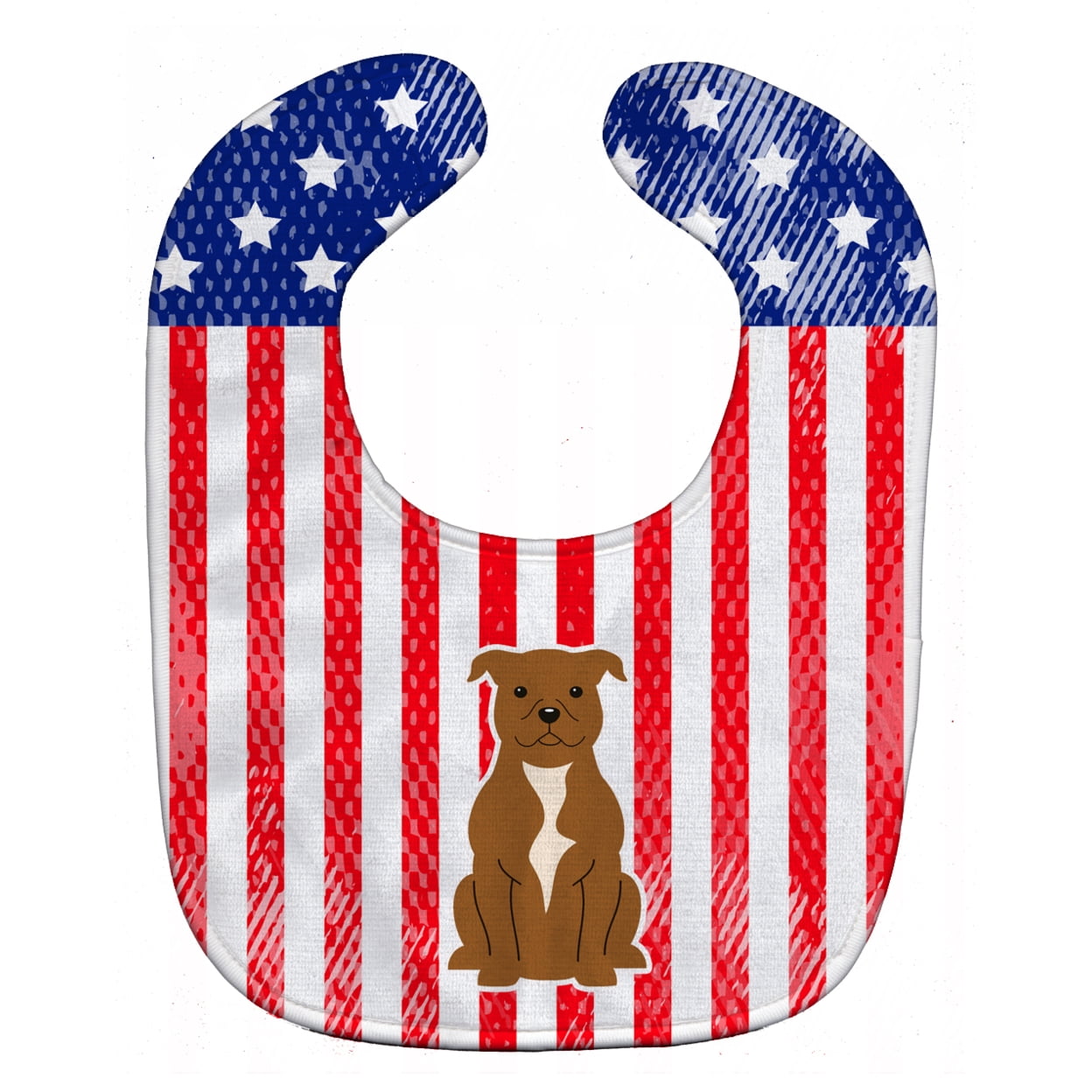 Bb3042bib Patriotic Usa Staffordshire Bull Terrier Brown Baby Bib