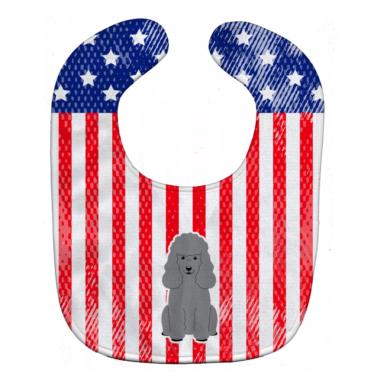 Bb3063bib Patriotic Usa Poodle Silver Baby Bib