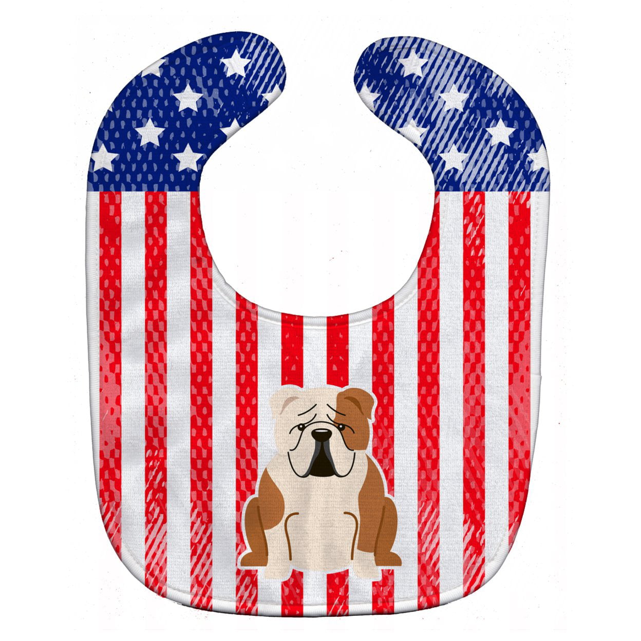 Bb3120bib Patriotic Usa English Bulldog Fawn White Baby Bib