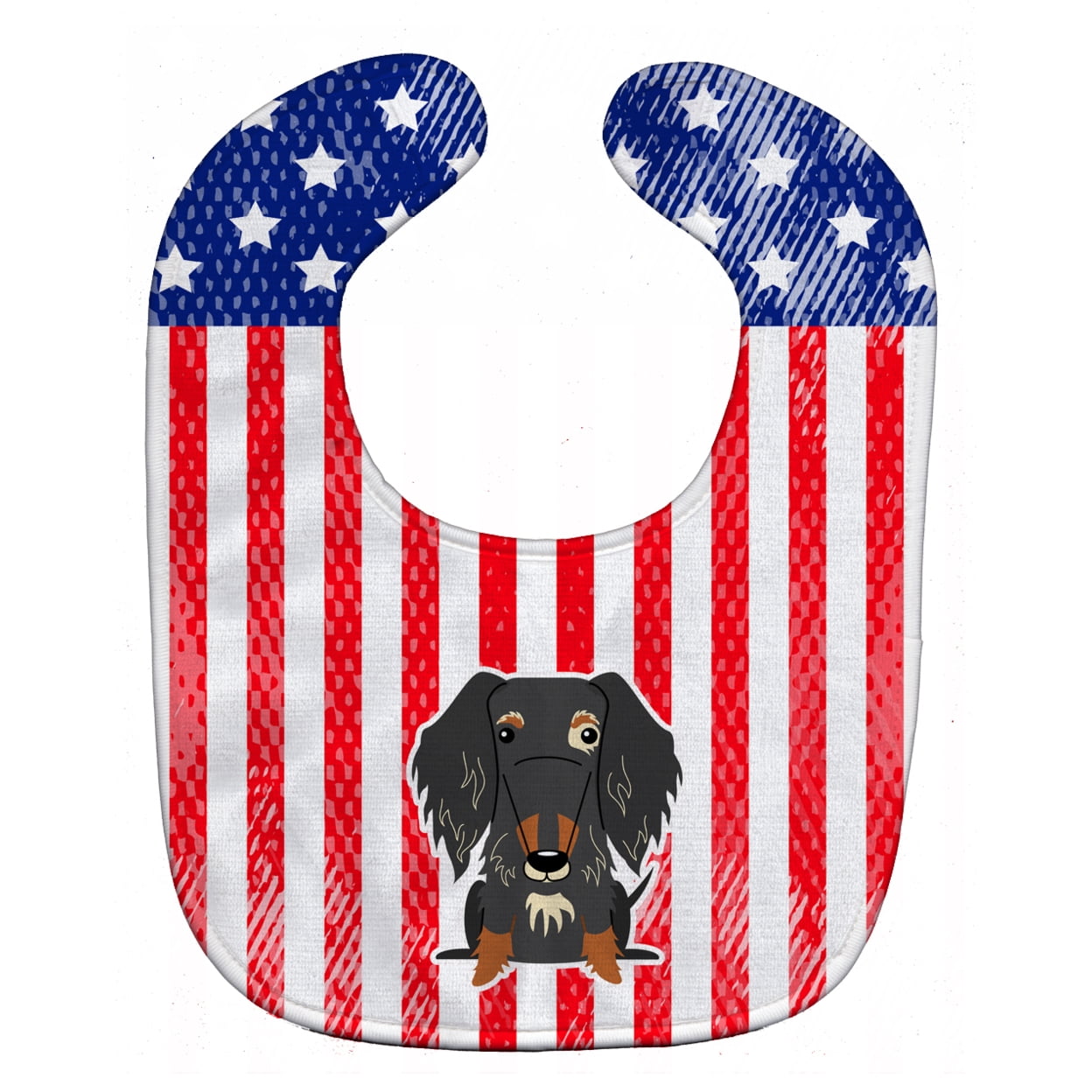 Patriotic USA Wire Haired Dachshund Dapple Baby Bib