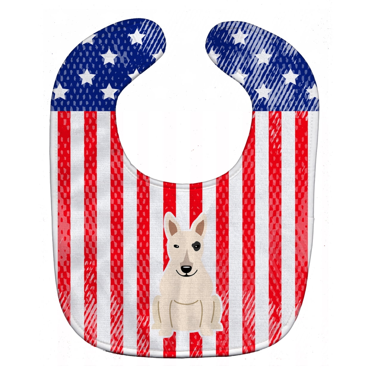 Bb3133bib Patriotic Usa Bull Terrier White Baby Bib