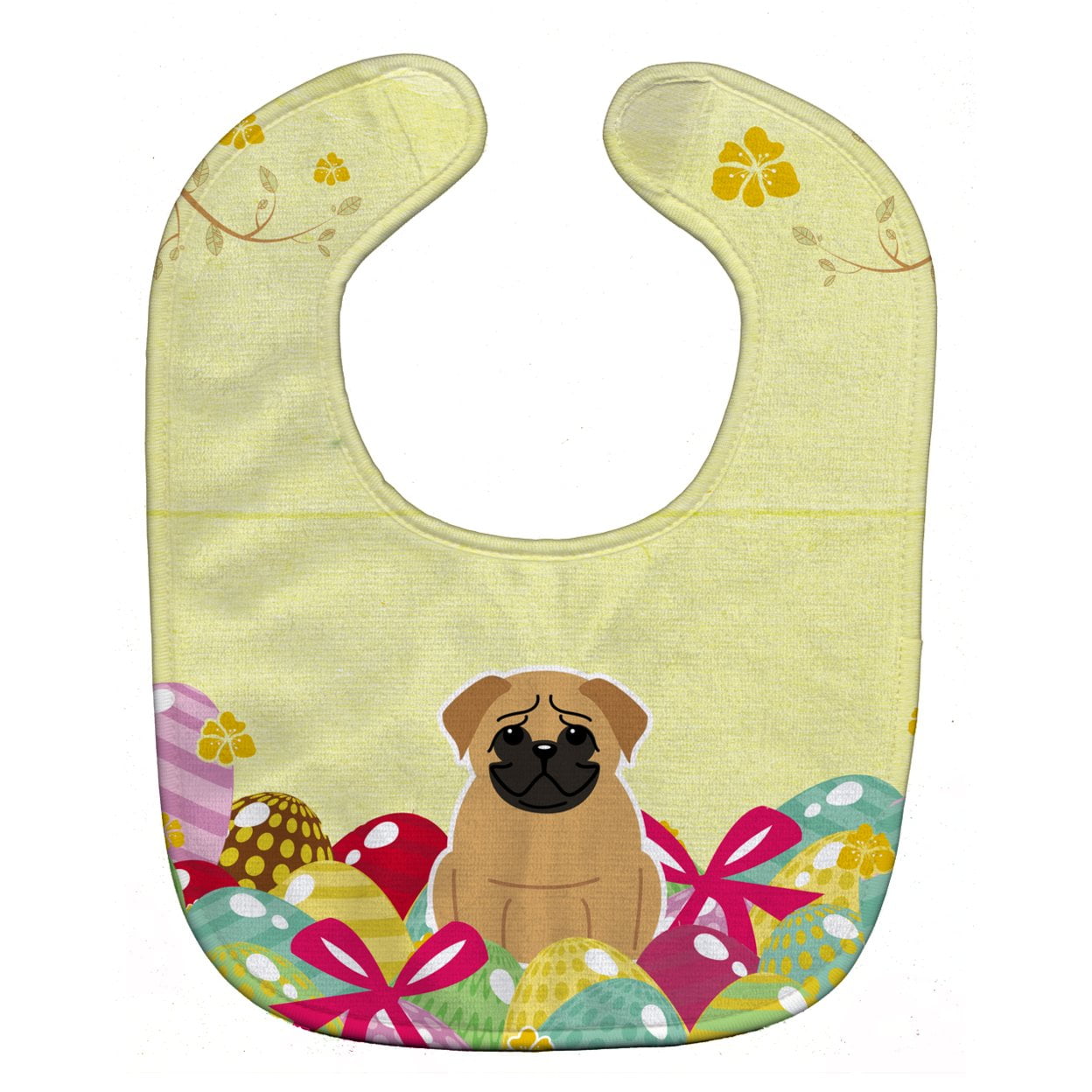 Bb6007bib Easter Eggs Pug Brown Baby Bib