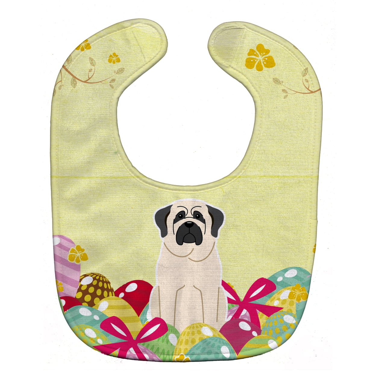 BB6017BIB Easter Eggs Mastiff White Baby Bib