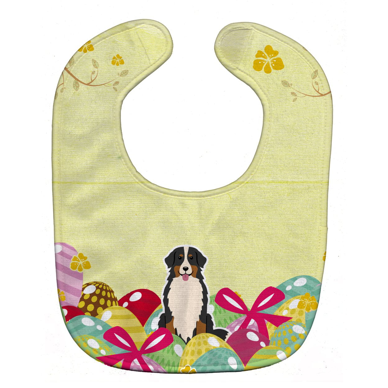 Bb6036bib Easter Eggs Bernese Mountain Dog Baby Bib