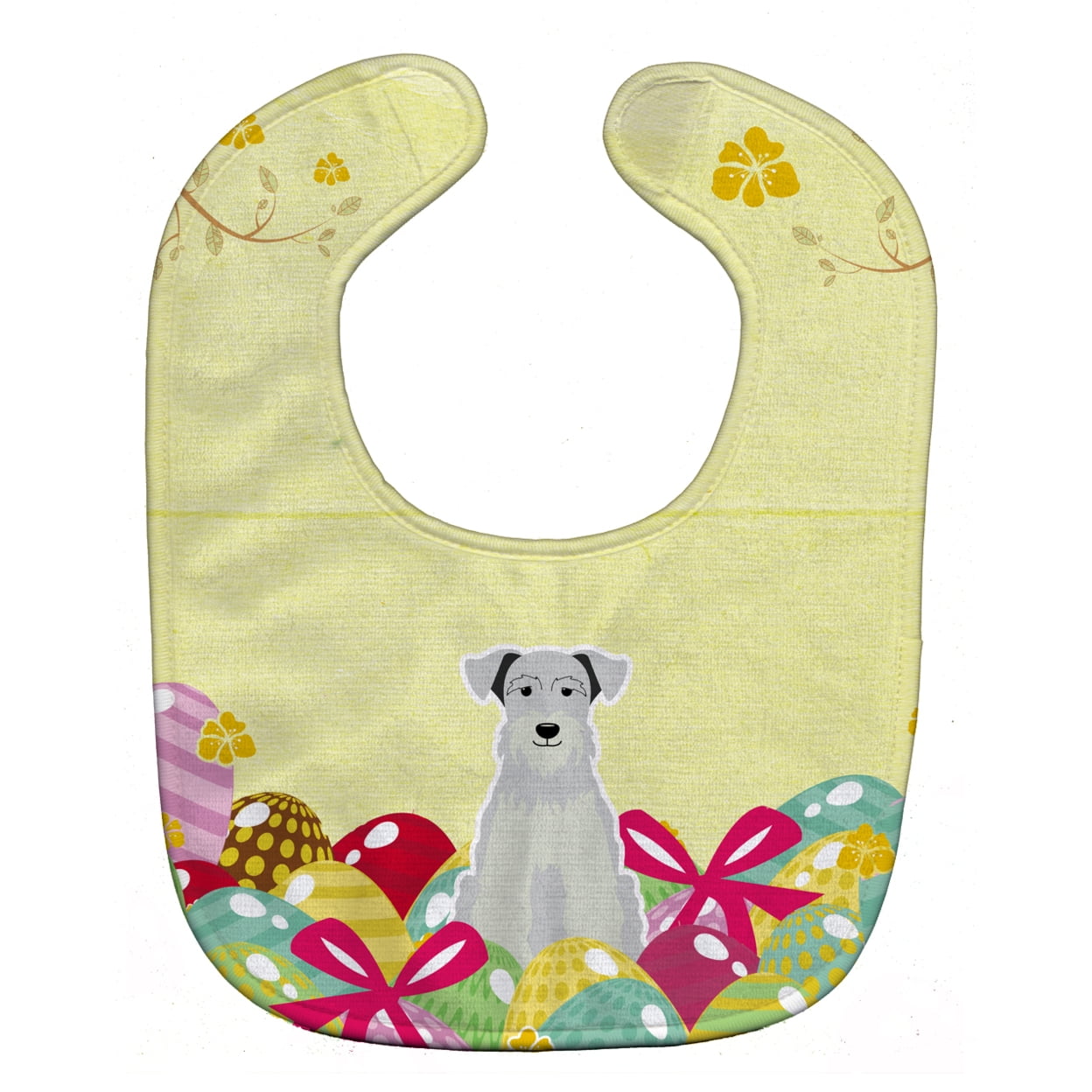 Easter Eggs Miniature Schanuzer White Baby Bib