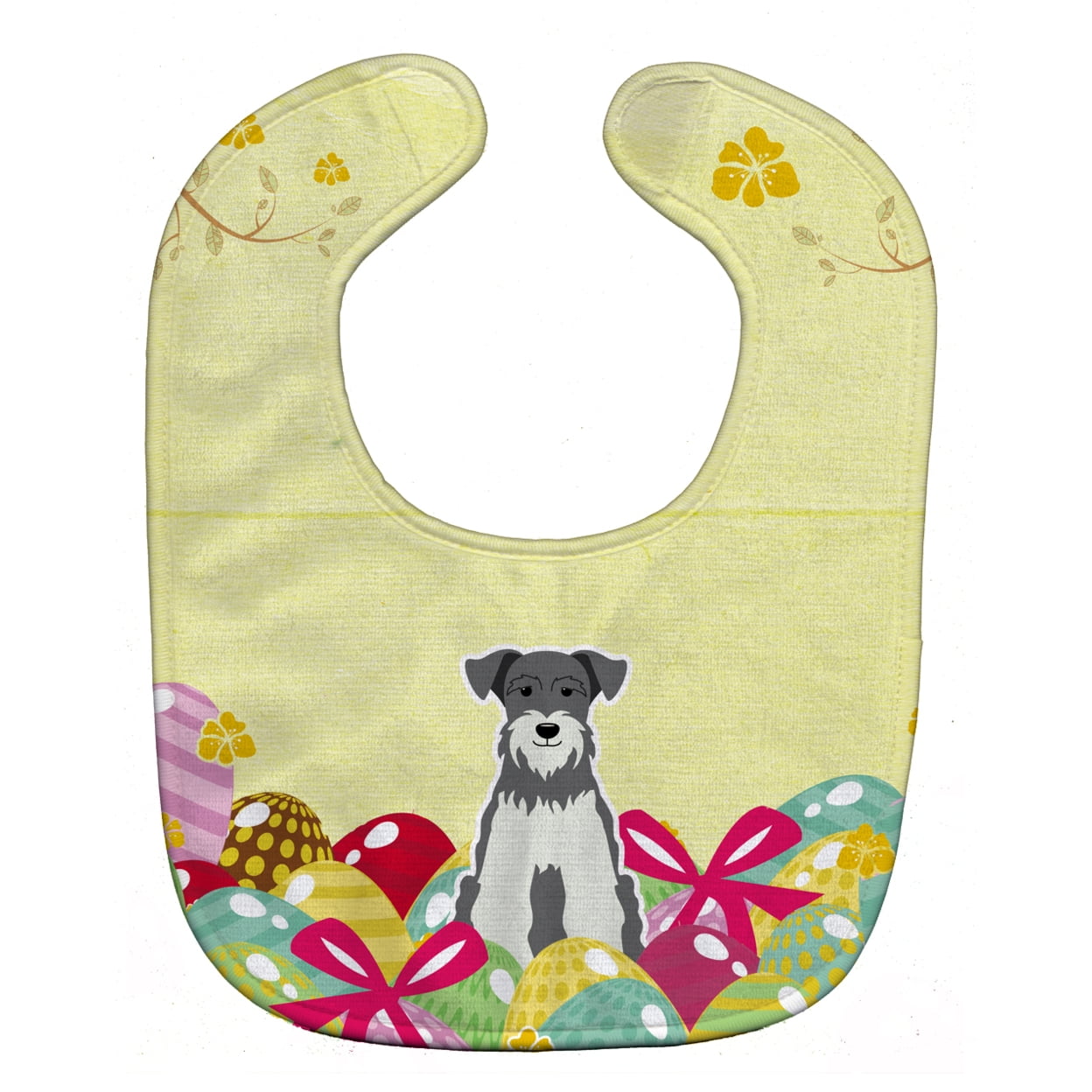 Bb6054bib Easter Eggs Miniature Schanuzer Salt & Pepper Baby Bib