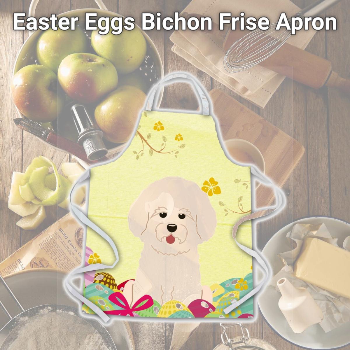 Picture of Carolines Treasures BB6075APRON Easter Eggs Bichon Frise Apron