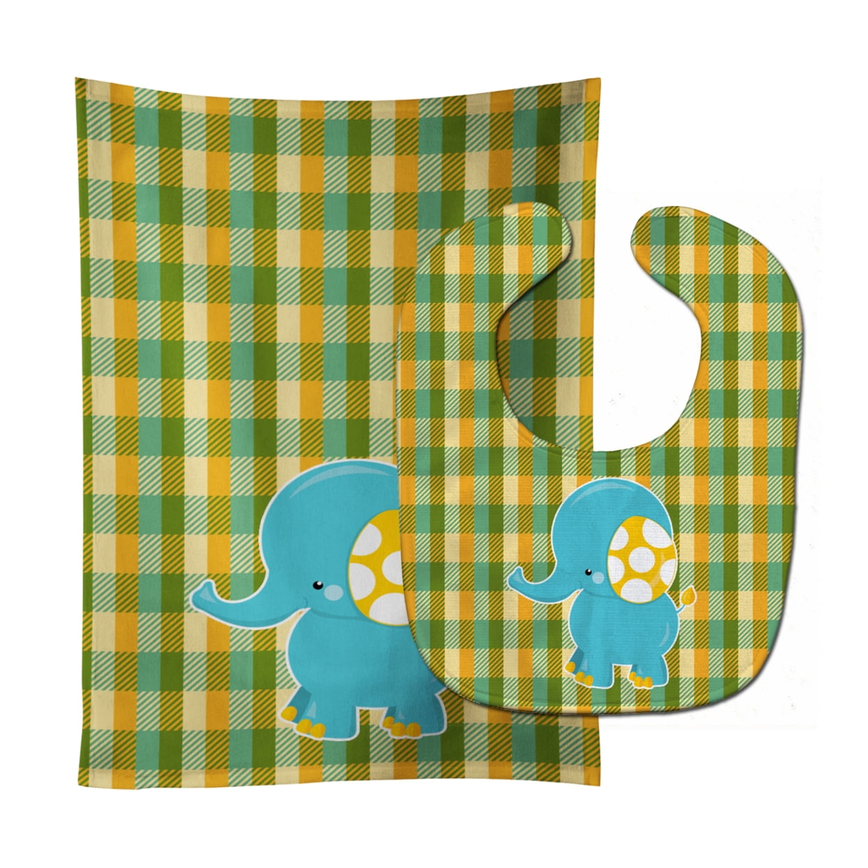 Bb6822stbu Boy Elephant Baby Bib & Burp Cloth