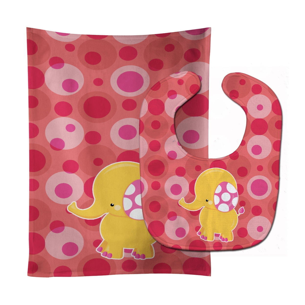 BB6828STBU Girl Elephant Baby Bib & Burp Cloth