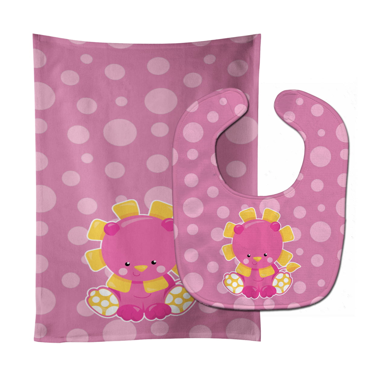 Bb6829stbu Girl Lion Baby Bib & Burp Cloth