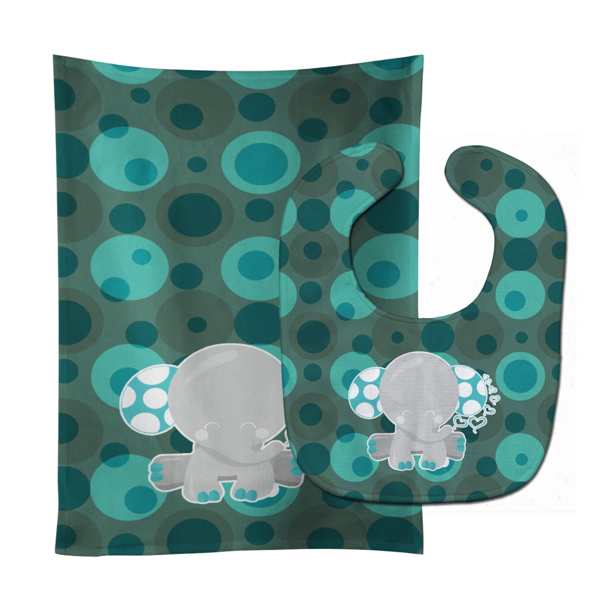 Polkadot Naptime Elephant Baby Bib & Burp Cloth