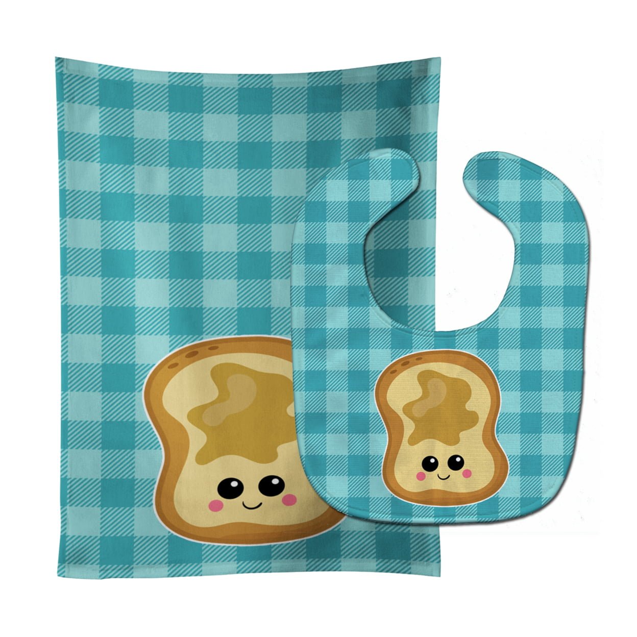 Bb6843stbu Peanut Butter Toast Baby Bib & Burp Cloth