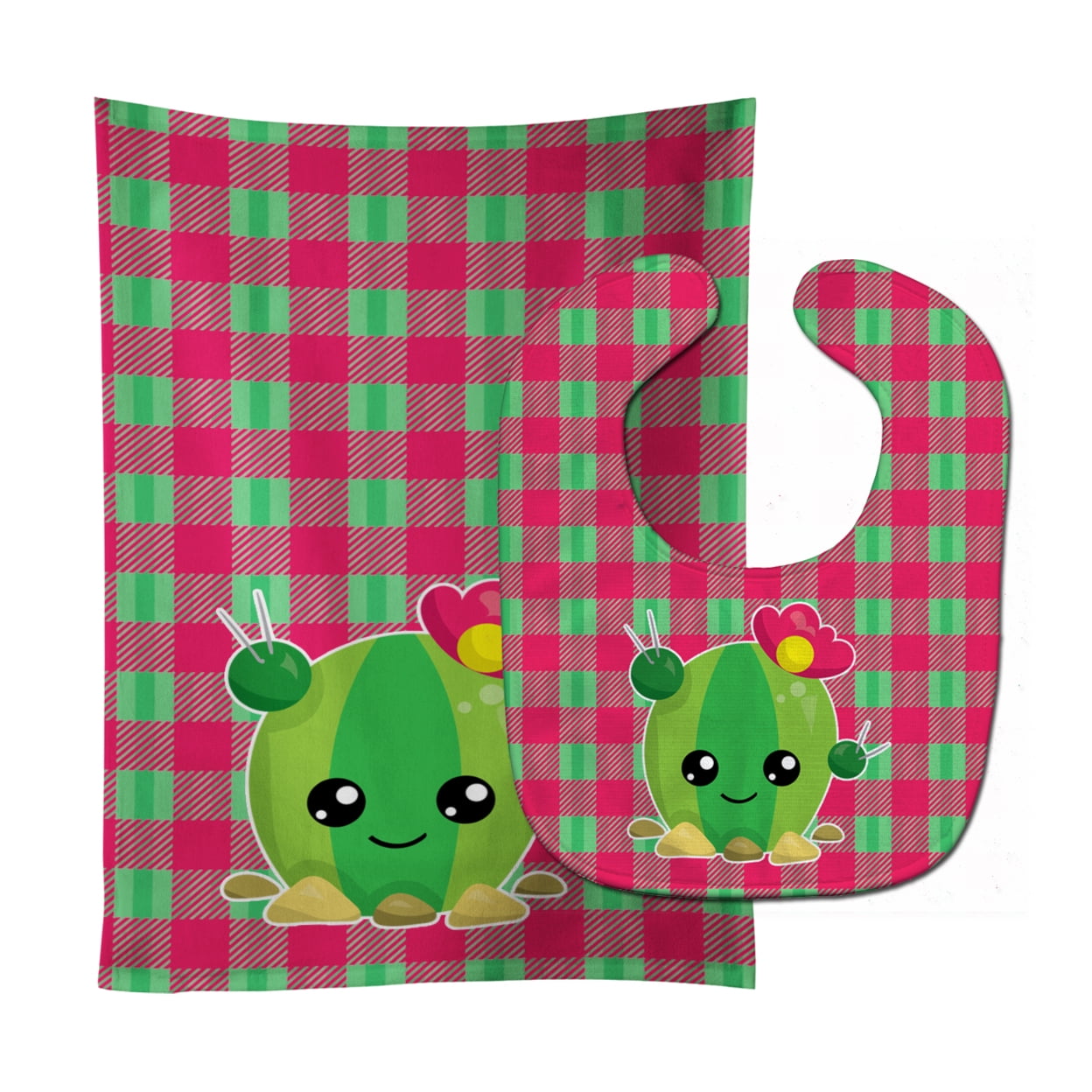 Bb6849stbu Cactus Peace Out Baby Bib & Burp Cloth