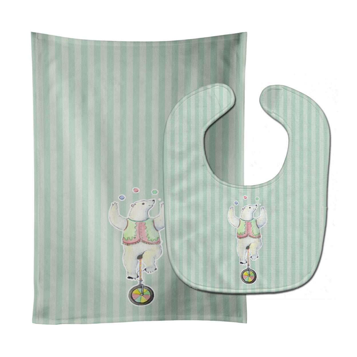 Bb6861stbu Circus Bear Baby Bib & Burp Cloth