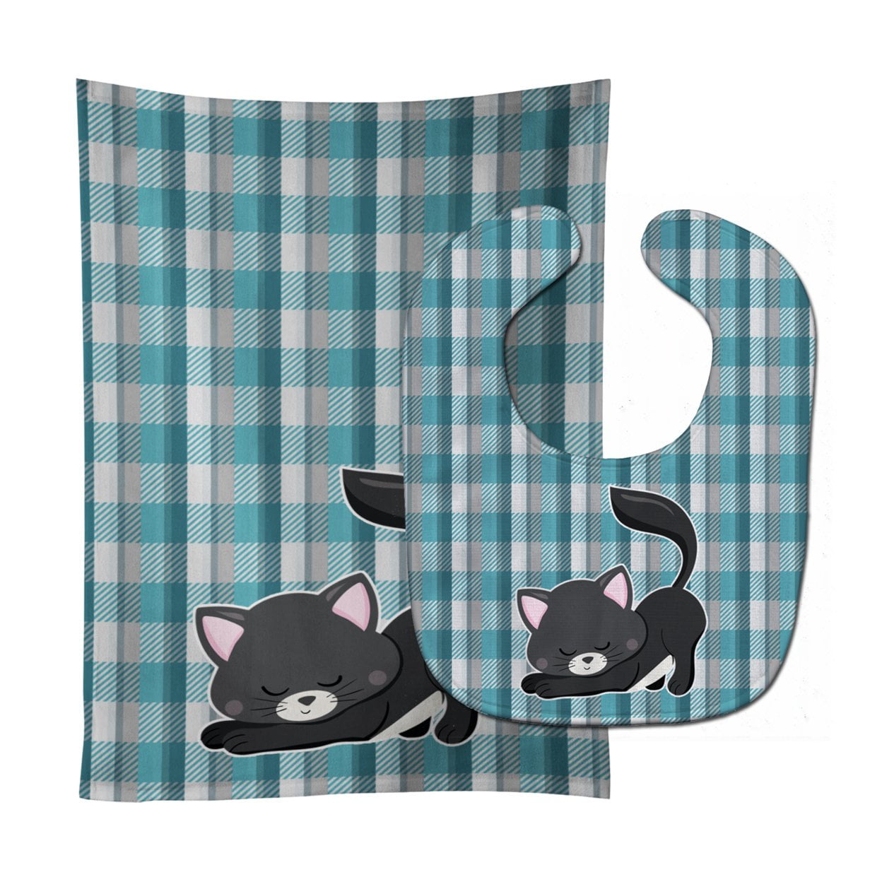 Bb6881stbu Little Black Cat Kitten Baby Bib & Burp Cloth
