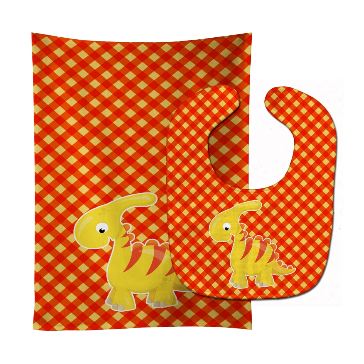 Bb6893stbu Parasaurolophus Dinosaur Baby Bib & Burp Cloth