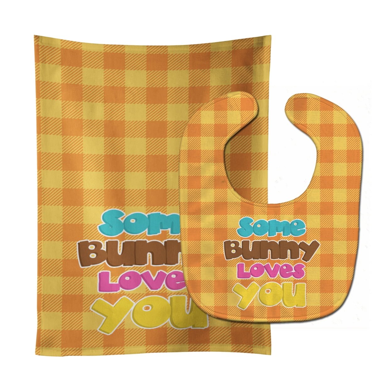 Bb6902stbu Easter Some Bunny Loves You Baby Bib & Burp Cloth