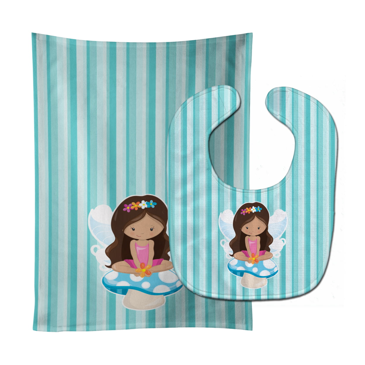 Bb6905stbu Fairy On Mushroom Baby Bib & Burp Cloth