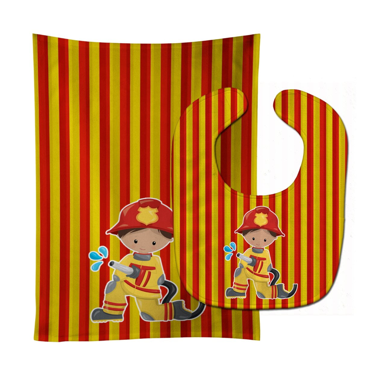 Bb6995stbu Fireman Boy Baby Bib & Burp Cloth