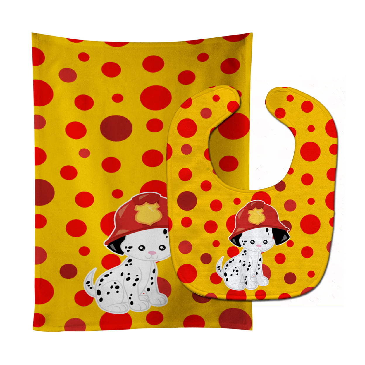 Bb6999stbu Fireman Dalmatian Puppy Baby Bib & Burp Cloth