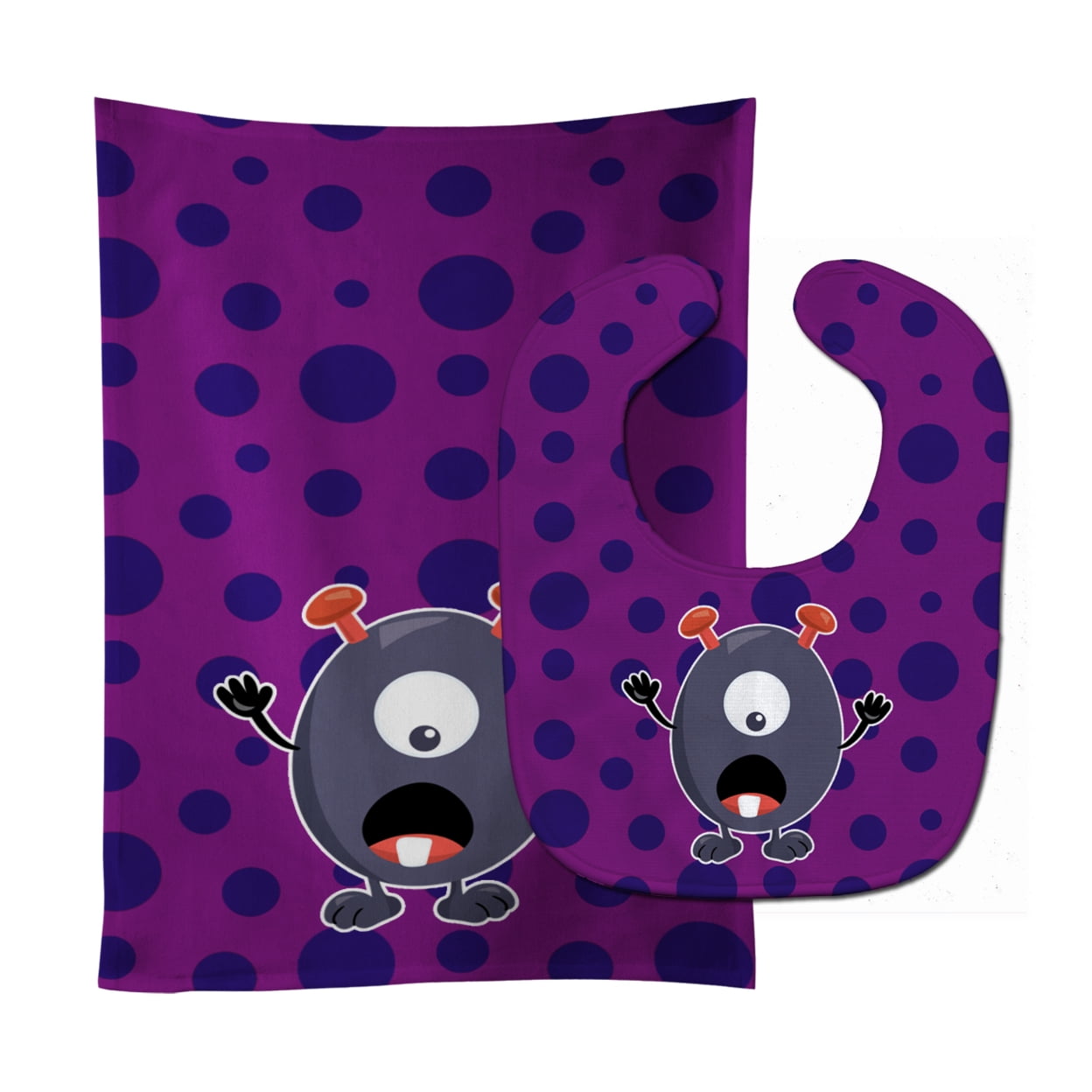 Bb7002stbu Little Monster Grape Gordo Baby Bib & Burp Cloth