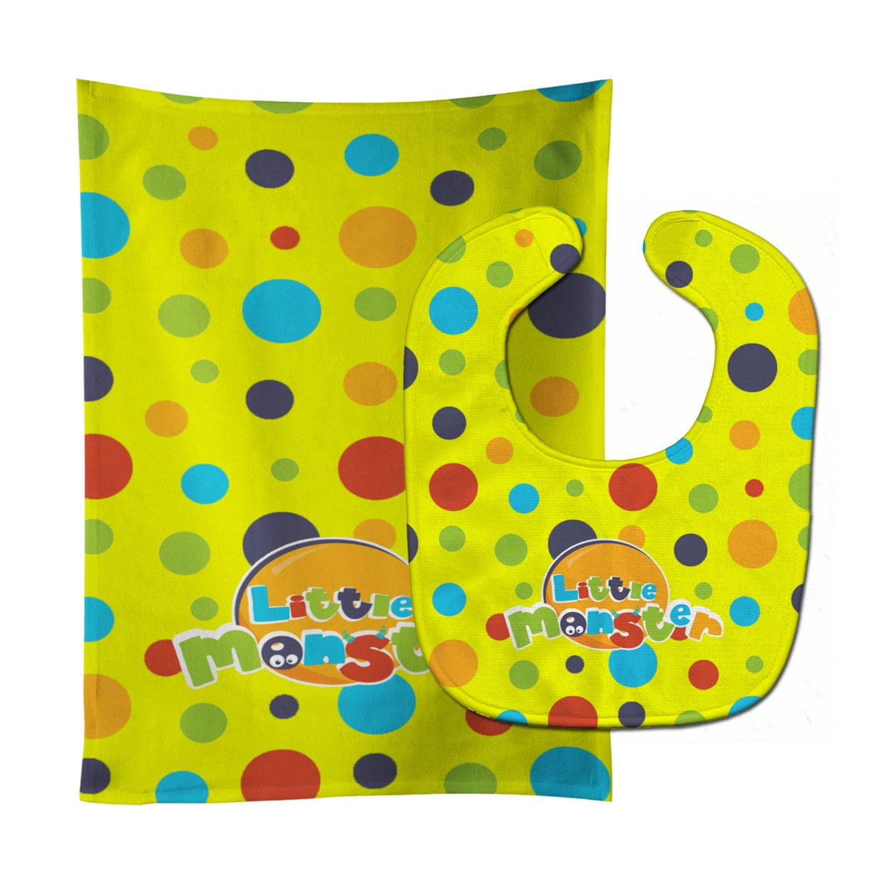 Bb7006stbu Little Monster Baby Bib & Burp Cloth