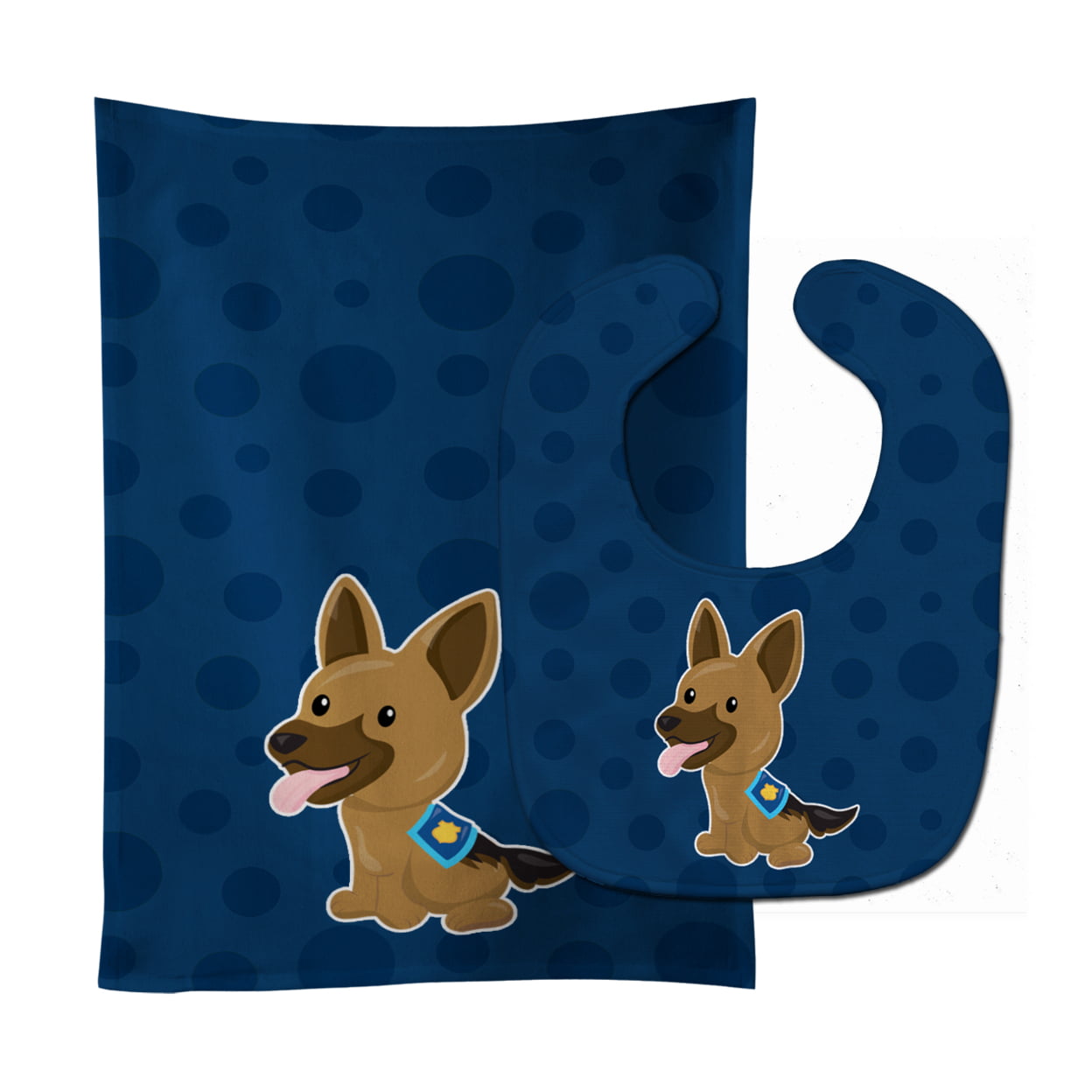 Bb7010stbu Police German Shepherd Baby Bib & Burp Cloth