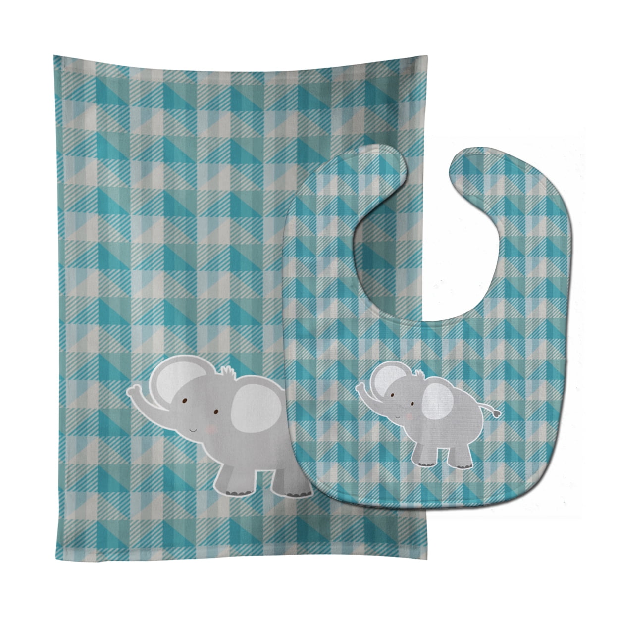 Bb7022stbu Elephant Baby Bib & Burp Cloth