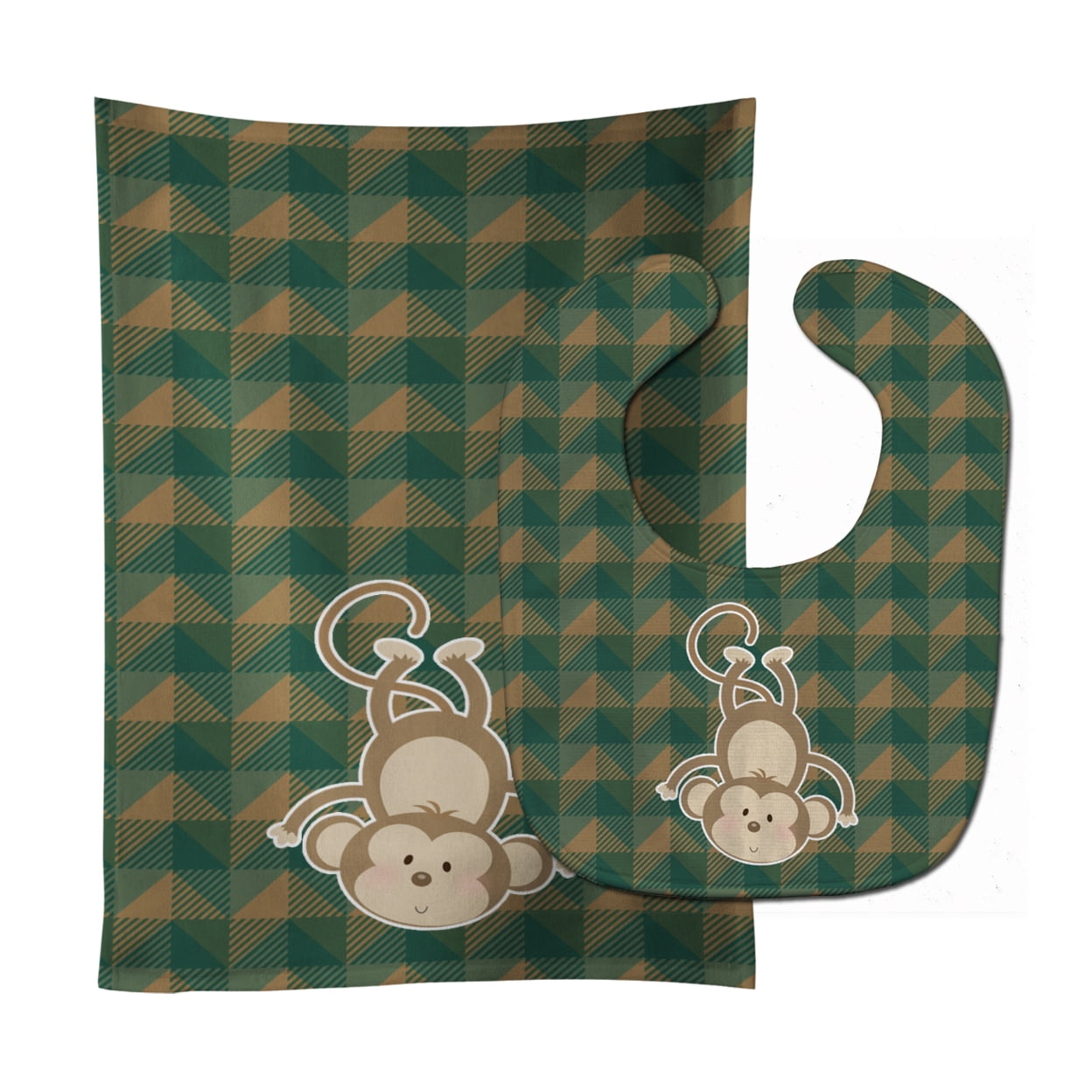 Bb7023stbu Monkey Baby Bib & Burp Cloth