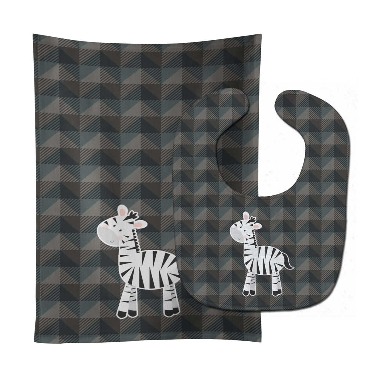 Bb7026stbu Zebra Baby Bib & Burp Cloth