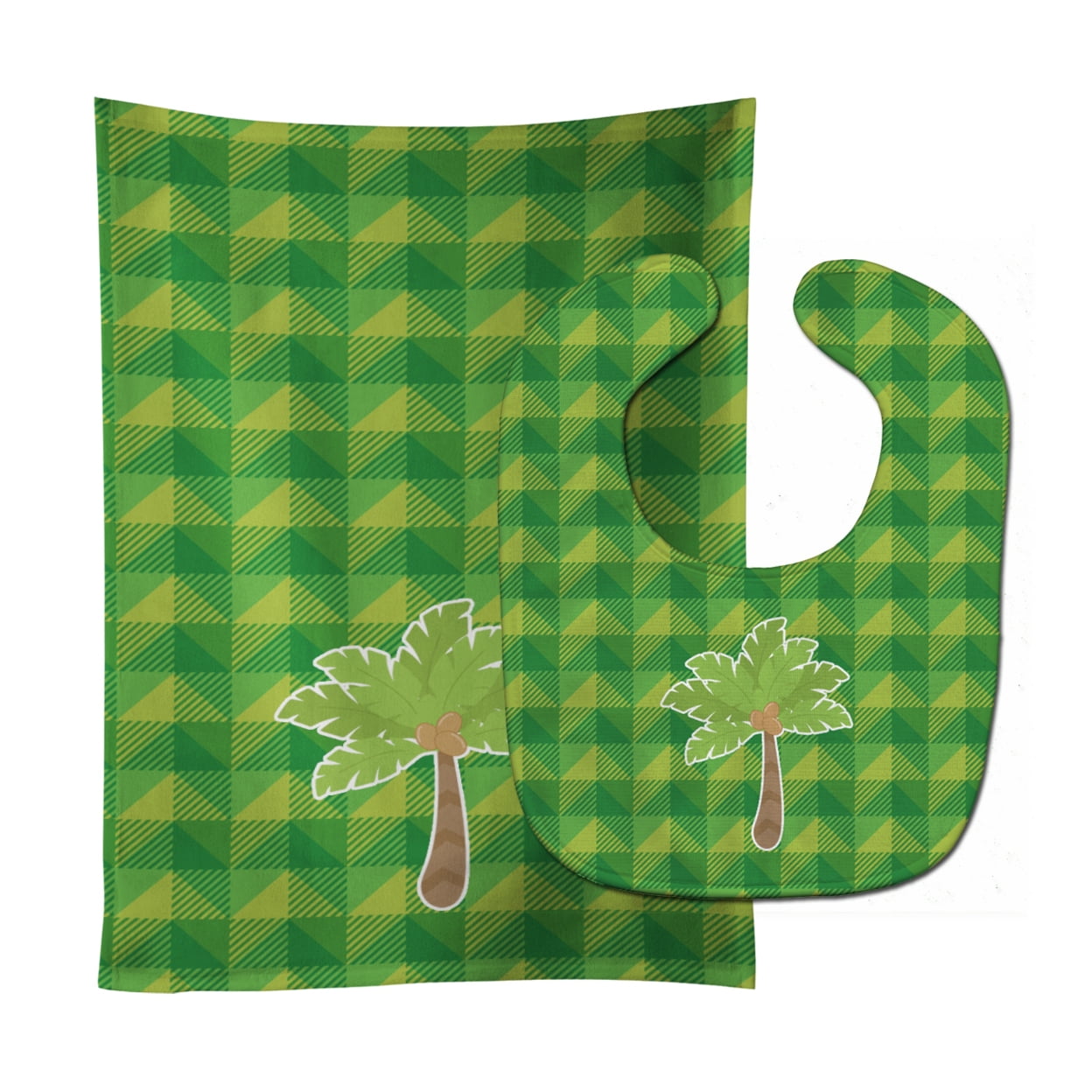 Bb7027stbu Palm Tree Baby Bib & Burp Cloth