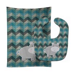 Bb7031stbu Hippopotamus Baby Bib & Burp Cloth