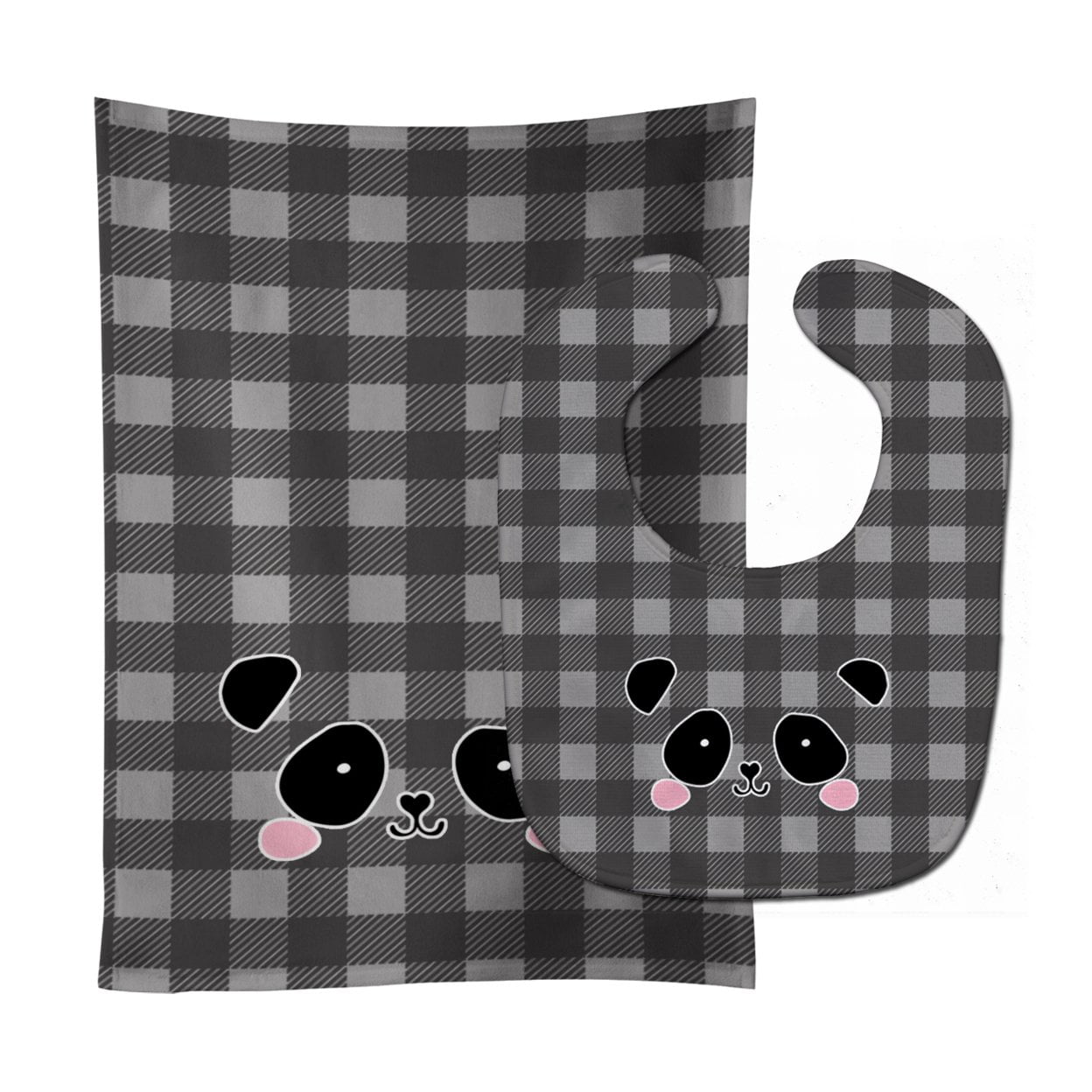 Bb7036stbu Panda Bear Face Baby Bib & Burp Cloth