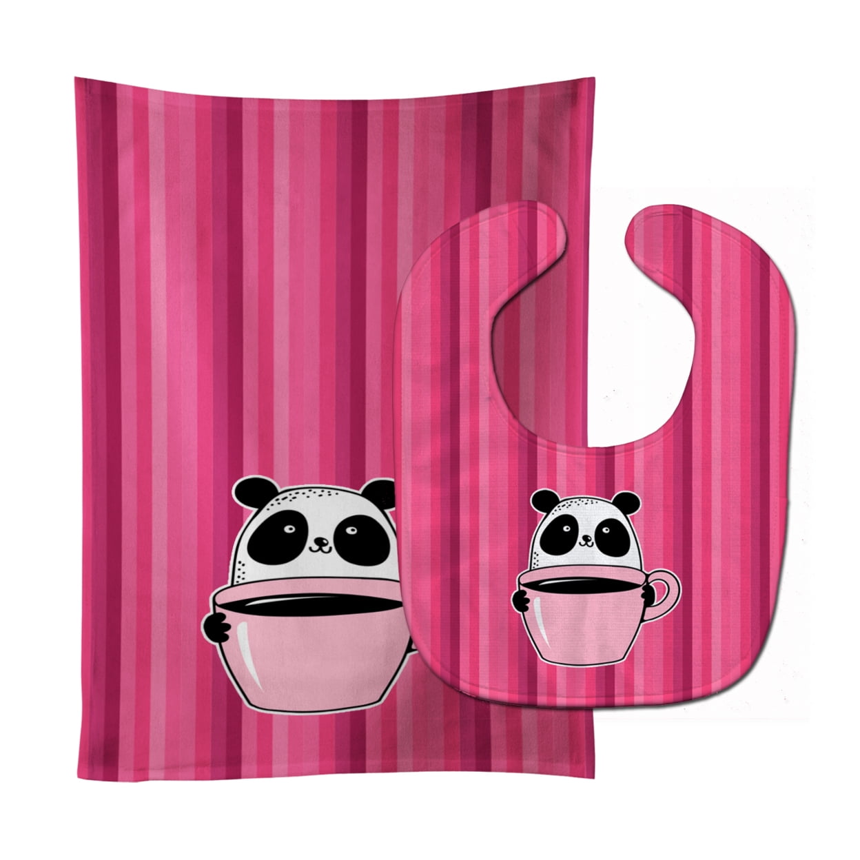 Bb7038stbu Panda Bear Coffee Baby Bib & Burp Cloth