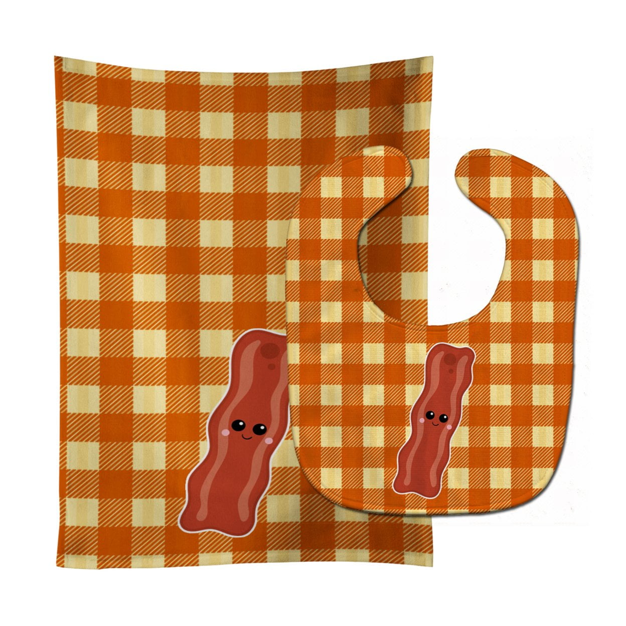 Bb7043stbu Bacon Face Baby Bib & Burp Cloth