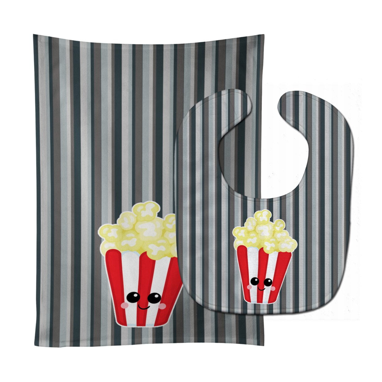 Bb7053stbu Popcorn Face Baby Bib & Burp Cloth