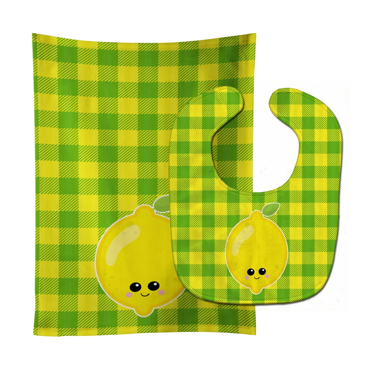 Bb7055stbu Lemon Face Baby Bib & Burp Cloth