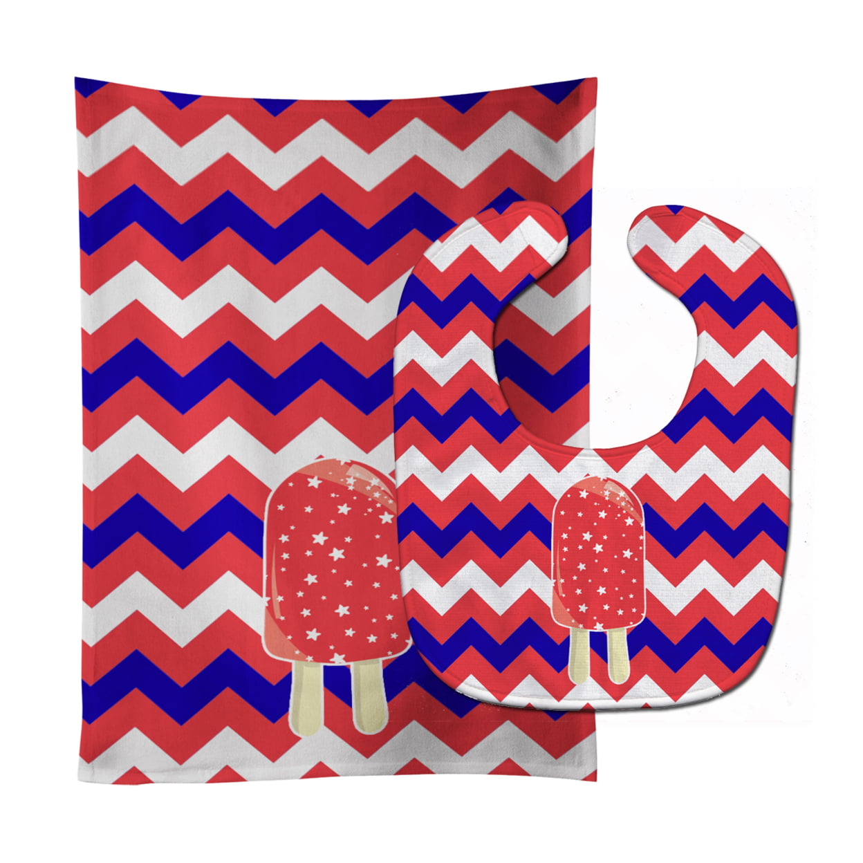 Bb7063stbu Ice Pop Popsicle Red White Blue Baby Bib & Burp Cloth