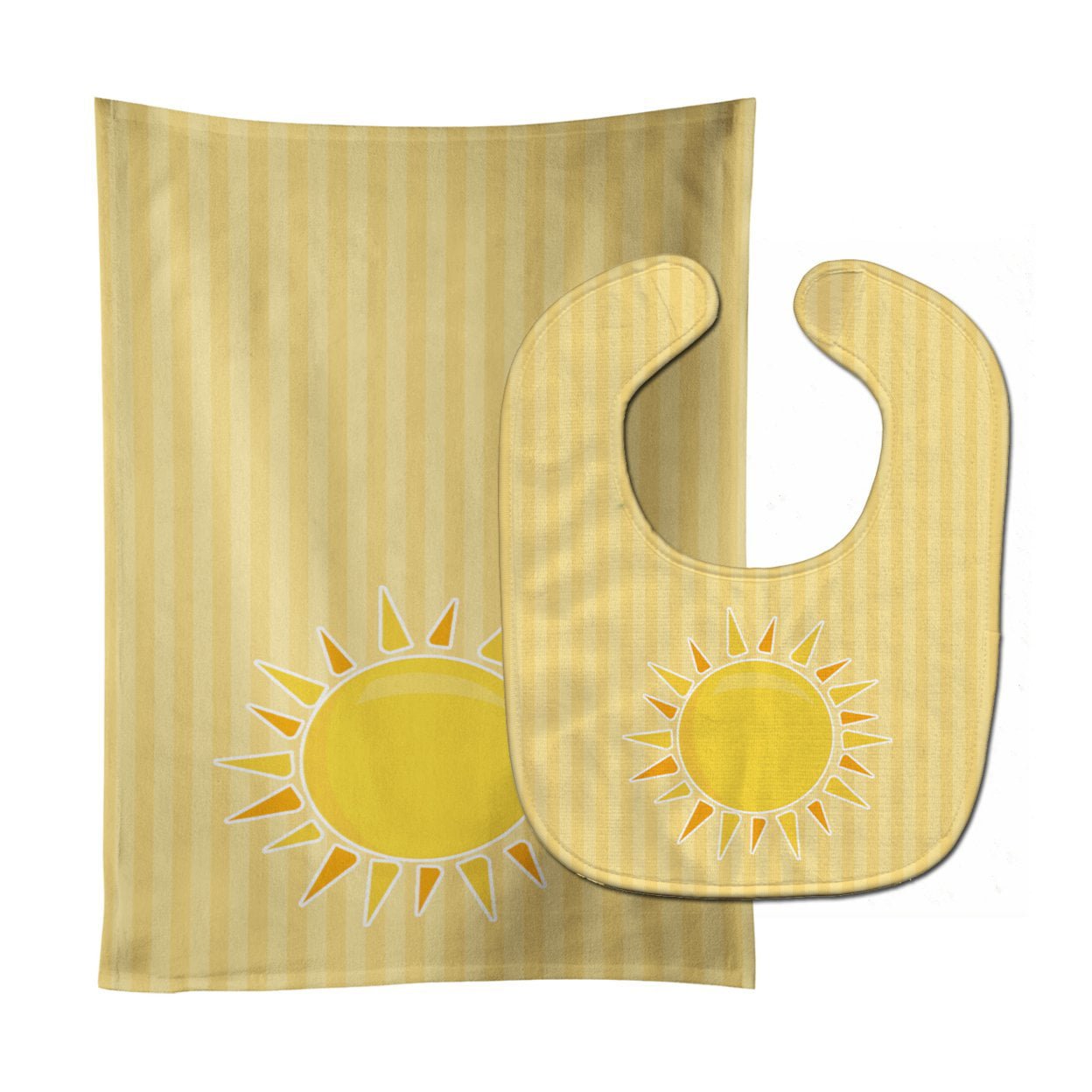 Bb7066stbu Sunshine Sun On Stripes Baby Bib & Burp Cloth