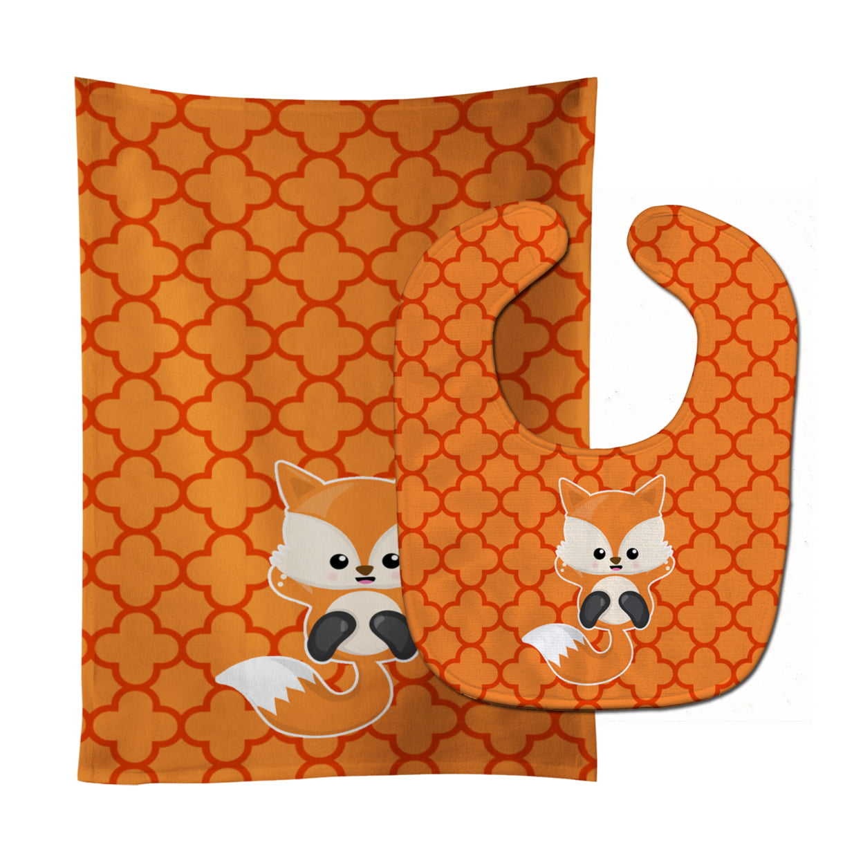 Bb7085stbu Baby Fox Quatrafoil Baby Bib & Burp Cloth