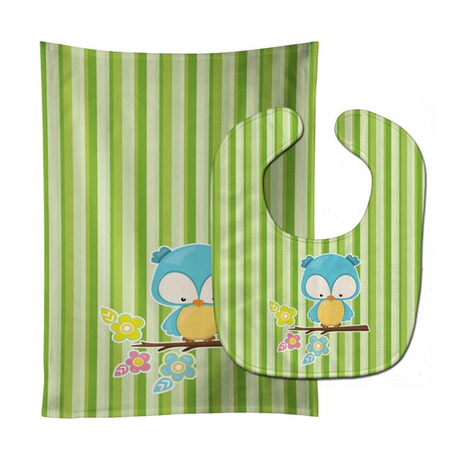 Bb7092stbu Bird On Branch Baby Bib & Burp Cloth