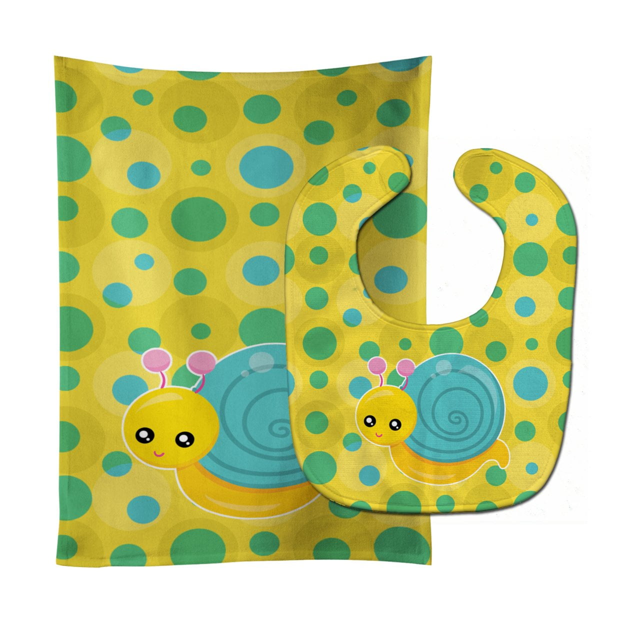 Bb7104stbu Snail On Polkadots Baby Bib & Burp Cloth