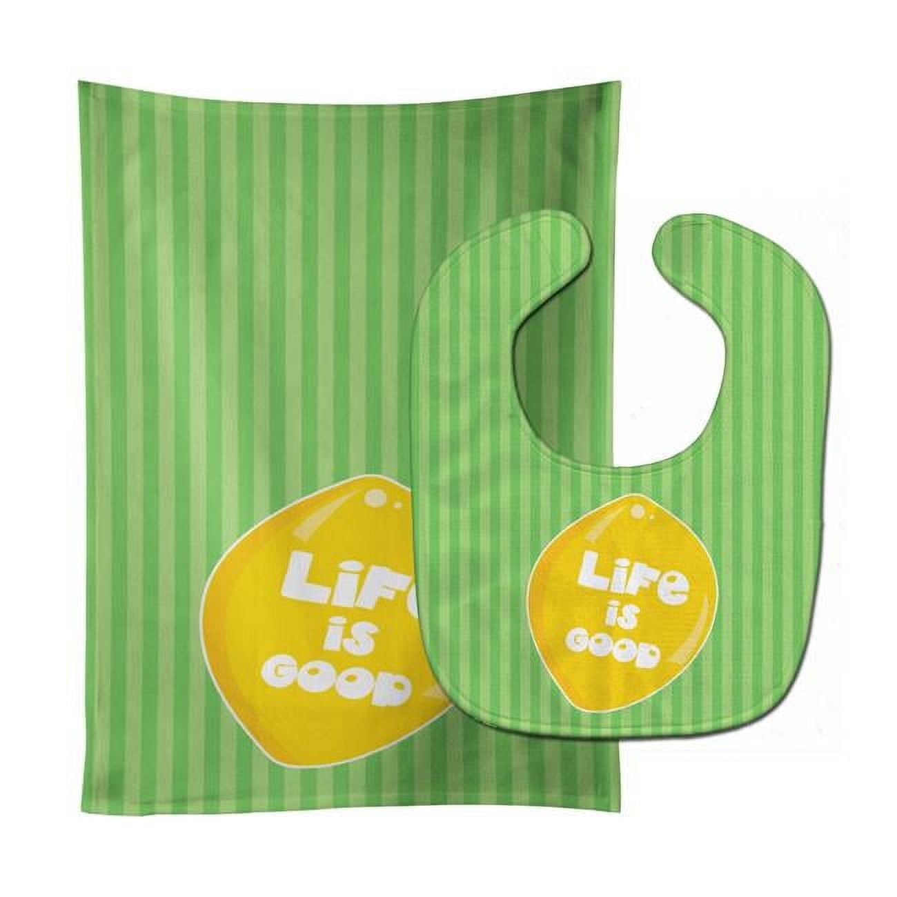 Bb7108stbu Lemon Life Is Good Baby Bib & Burp Cloth