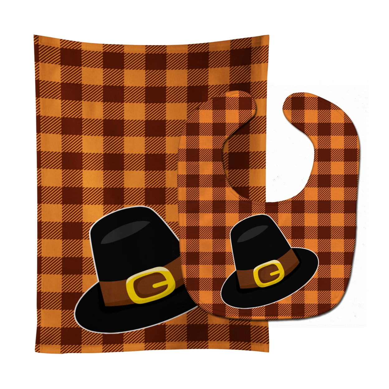 Bb7112stbu Thanksgiving Pilgrim Hat Baby Bib & Burp Cloth