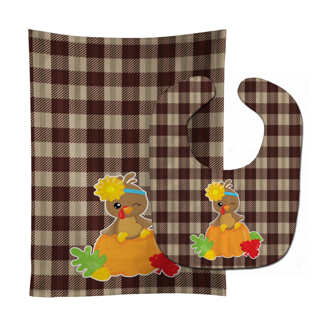 Bb7113stbu Thanksgiving Baby Turkey Baby Bib & Burp Cloth