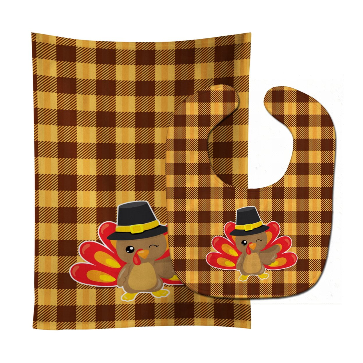 Bb7114stbu Thanksgiving Turkey Wink Baby Bib & Burp Cloth