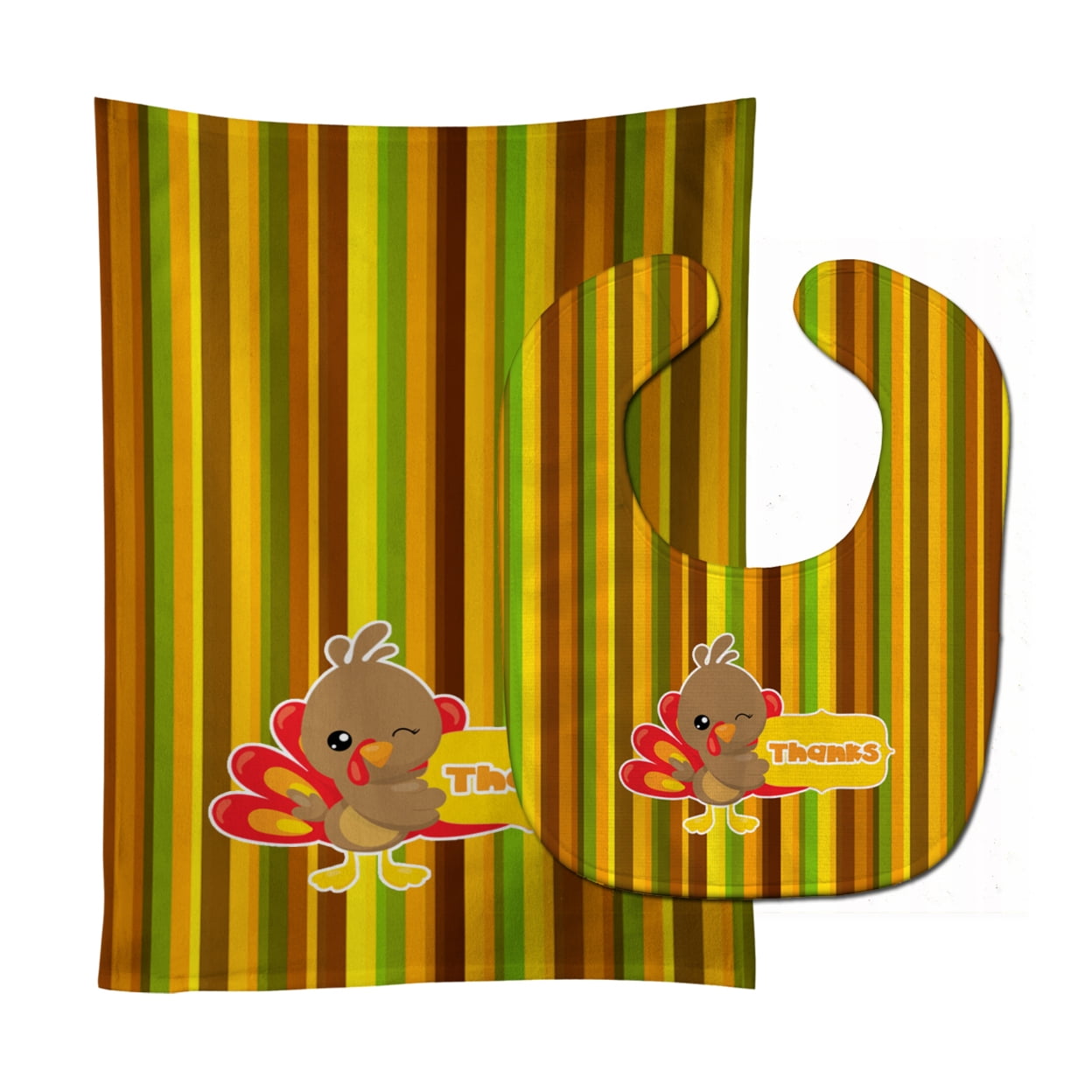 Bb7116stbu Thanksgiving Turkey Thanks Baby Bib & Burp Cloth