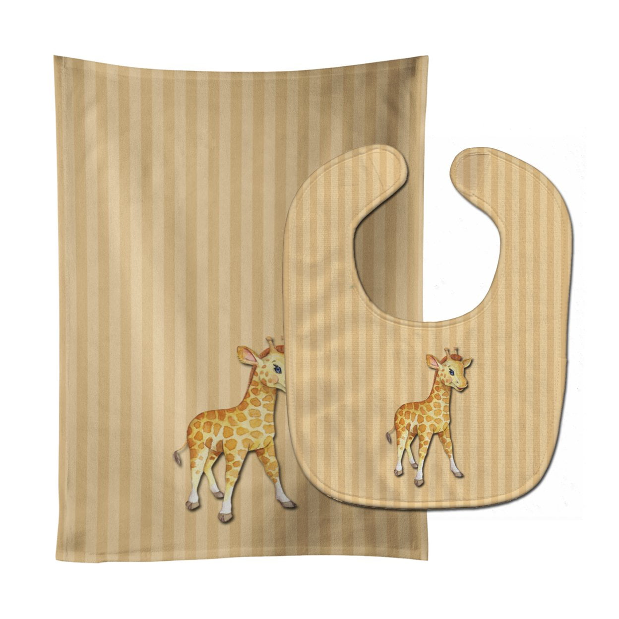 Bb7144stbu Giraffe Baby Bib & Burp Cloth